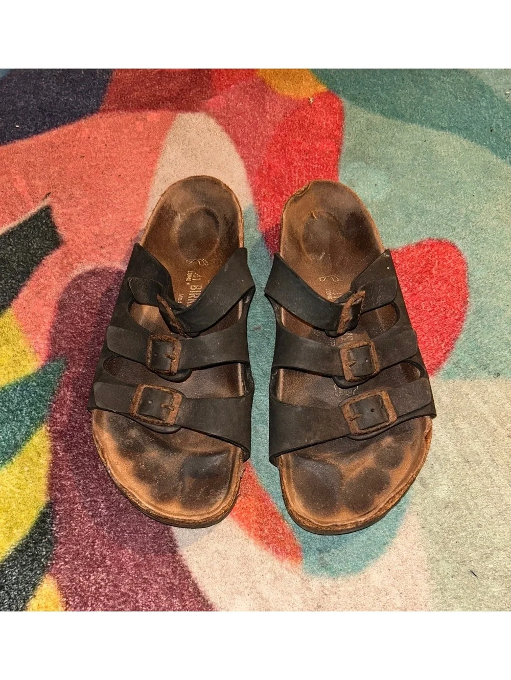Birkenstock Arizona Black Leather Sandals Size 41